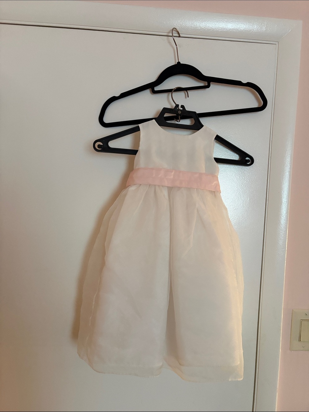 Us Angels Cream Formal Dress with Pink Satin Waistband